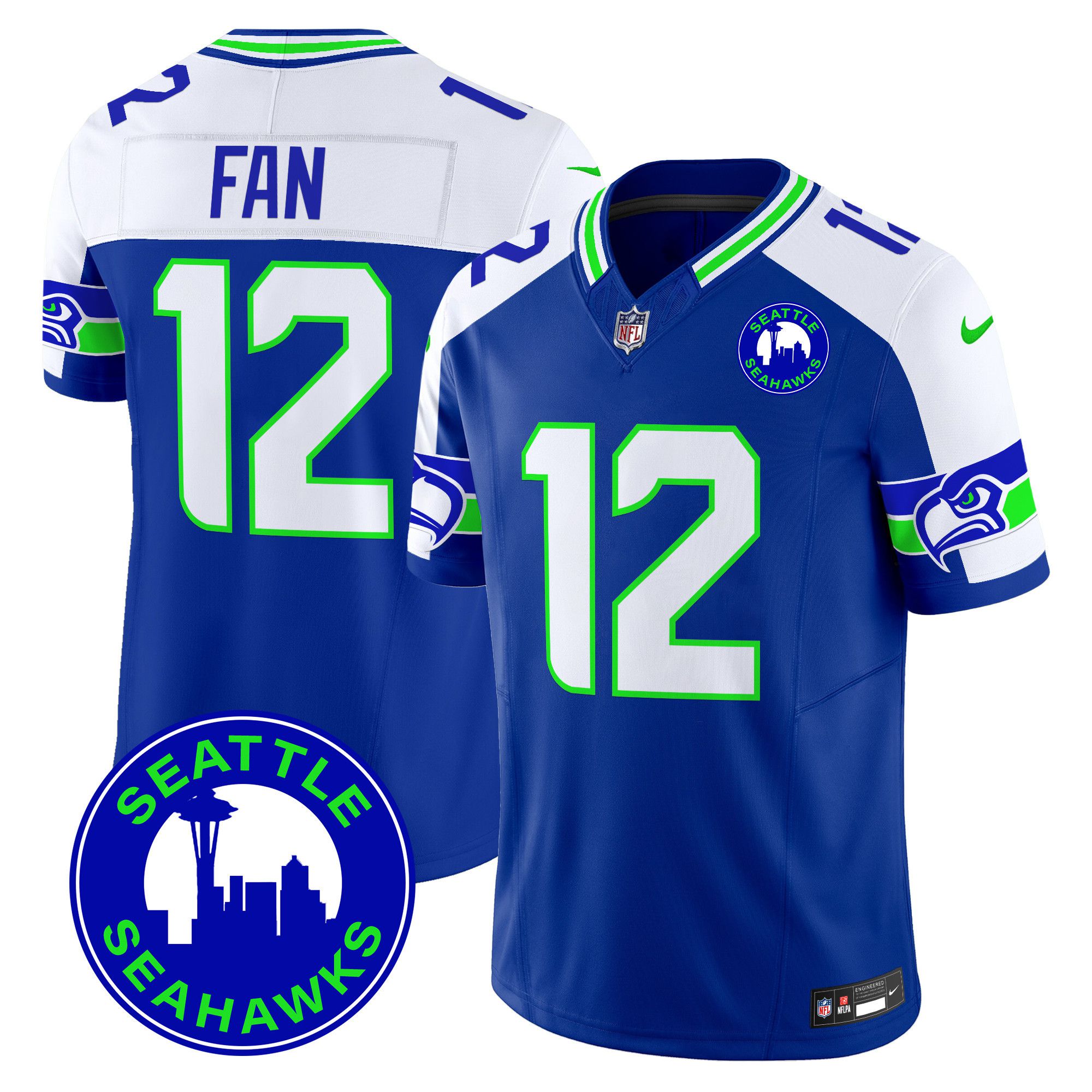 Men Seattle Seahawks 12 Fan Blue 2024 Nike City Patch Vapor Limited NFL Jersey